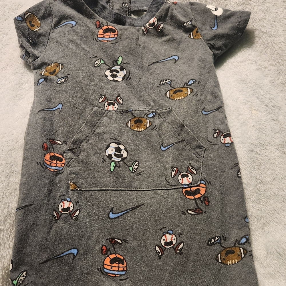 Nike Gray Kids Bodysuit with Sports Print